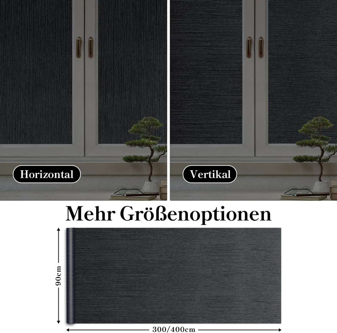 Qualsen Fensterfolie Blickdicht Schwarz Fenster Verdunkelungsfolie Sichtschutzfolie Selbstklebend Fe