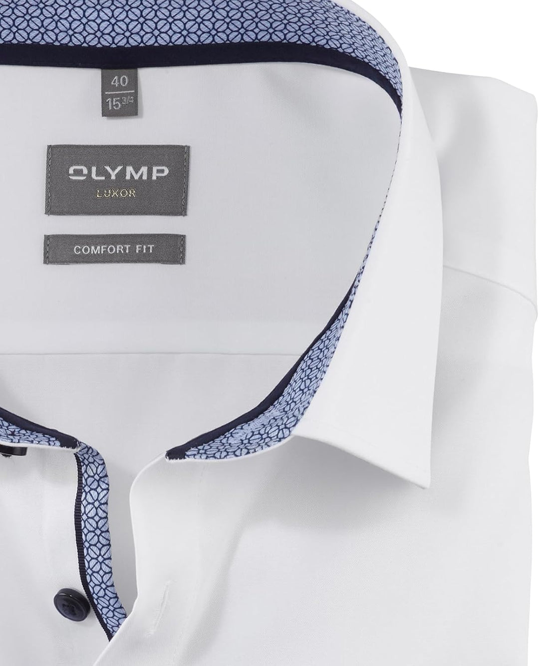 OLYMP Herren Oberhemd Langarm Luxor,Uni,Comfort fit,New Kent,Weiss 00,48