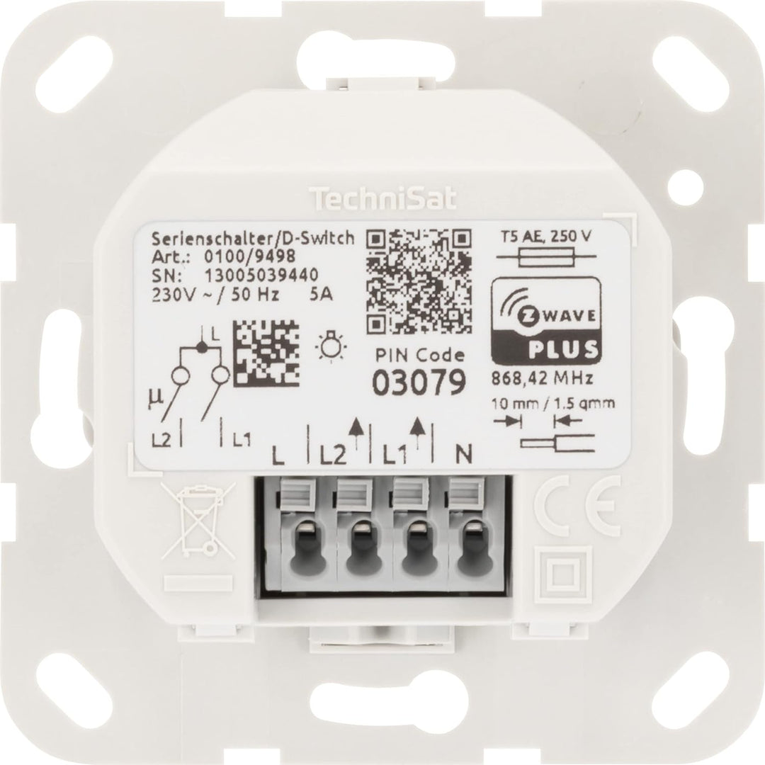 TechniSat Smart Home Serienschalter-Einsatz (Unterputzdose, Z-Wave Plus, smarte Licht-Steuerung per