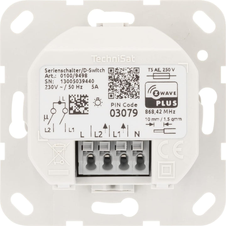 TechniSat Smart Home Serienschalter-Einsatz (Unterputzdose, Z-Wave Plus, smarte Licht-Steuerung per
