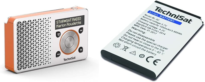TechniSat DIGITRADIO 1 – tragbares DAB+ Radio mit Akku & Akku zu DIGITRADIO 1/2, TECHNIRADIO RDR, TE