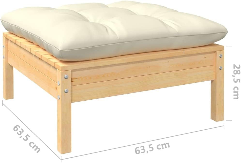 vidaXL 2-Sitzer-Gartensofa mit Creme Kissen Massivholz Kiefer