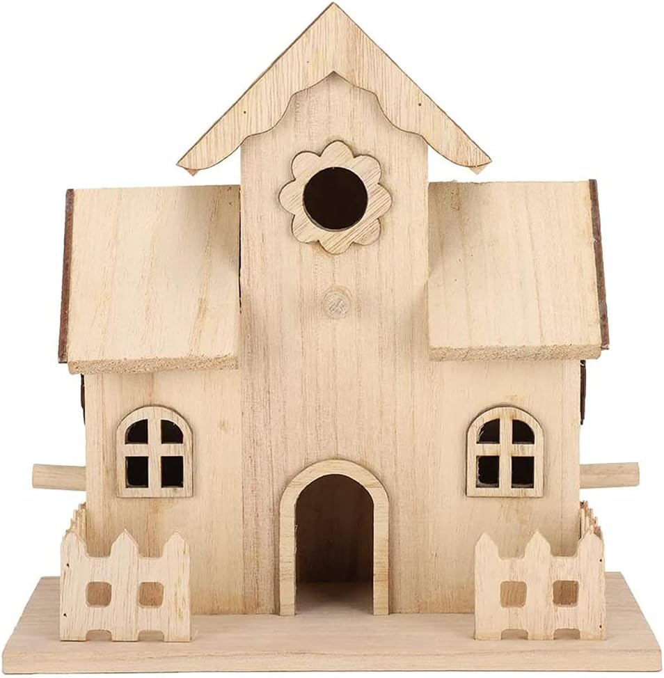 ANCLLO Handgefertigtes Vogelhaus, Vogelfreundlich, Heimdekoration - Handarbeit aus Natur-Holz für Ga