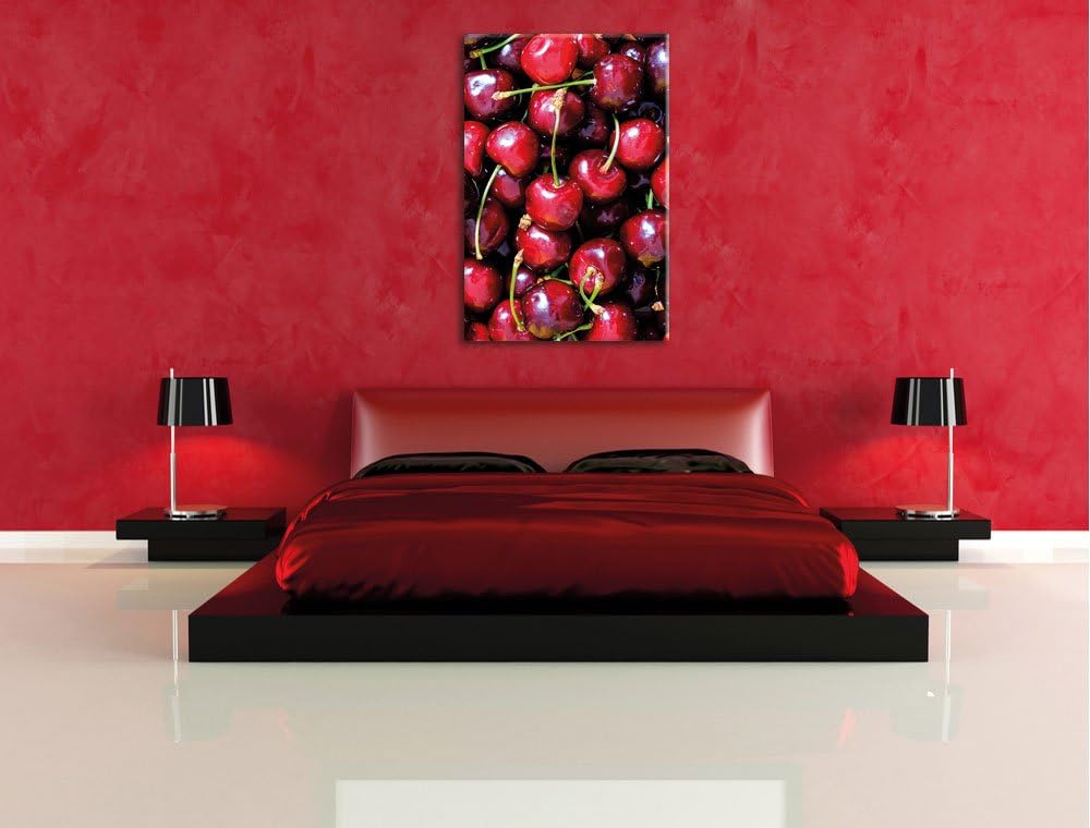 Cherry Kirschen Fruit, Format: 100x70 auf Leinwand, XXL riesige Bilder fertig gerahmt mit Keilrahmen