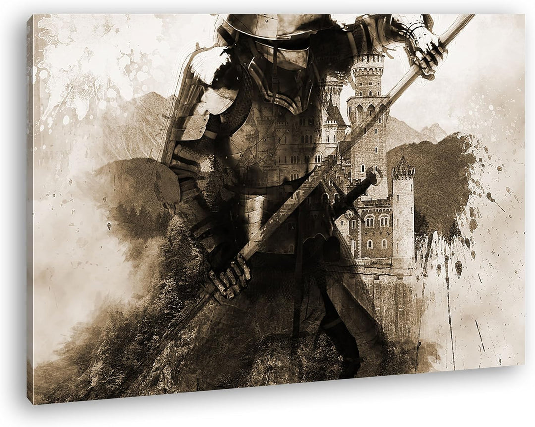 deyoli Mittelalter - Illustration Format: 80x60 Effekt: Sepia als Leinwandbild, Motiv fertig gerahmt