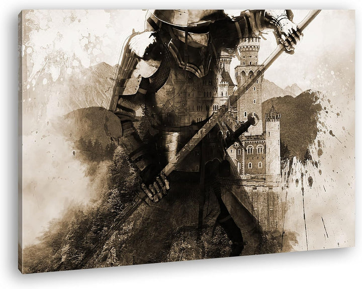 deyoli Mittelalter - Illustration Format: 80x60 Effekt: Sepia als Leinwandbild, Motiv fertig gerahmt