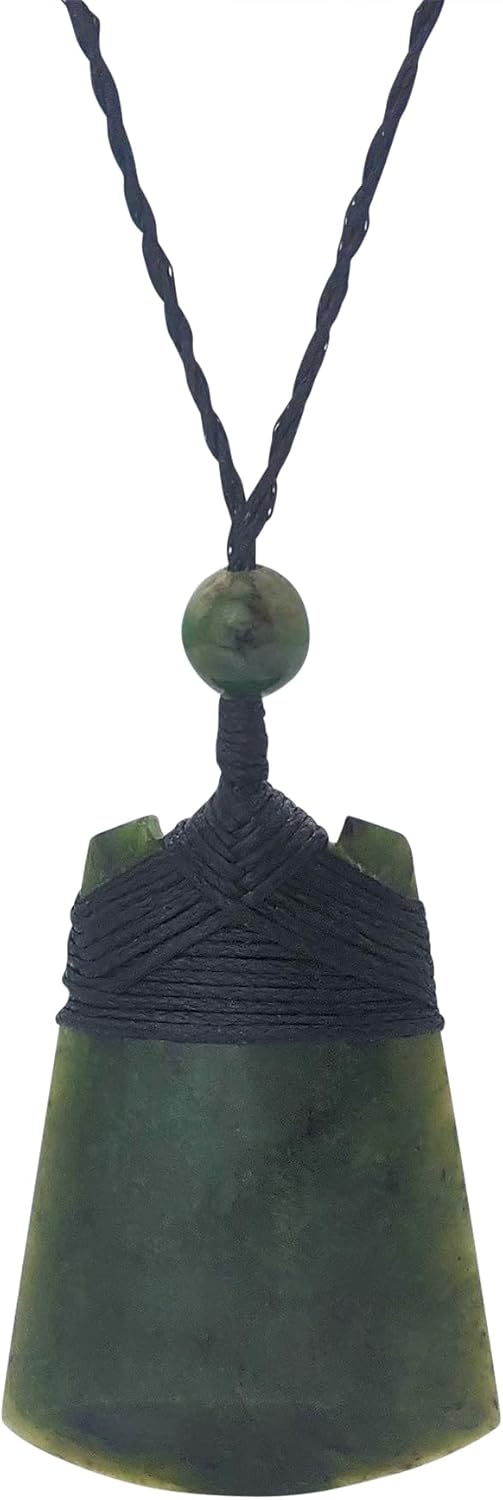 81stgeneration Unisex Geschnitzte Nephrit Jade Grünstein Maori Toki Klinge Anhänger Halskette