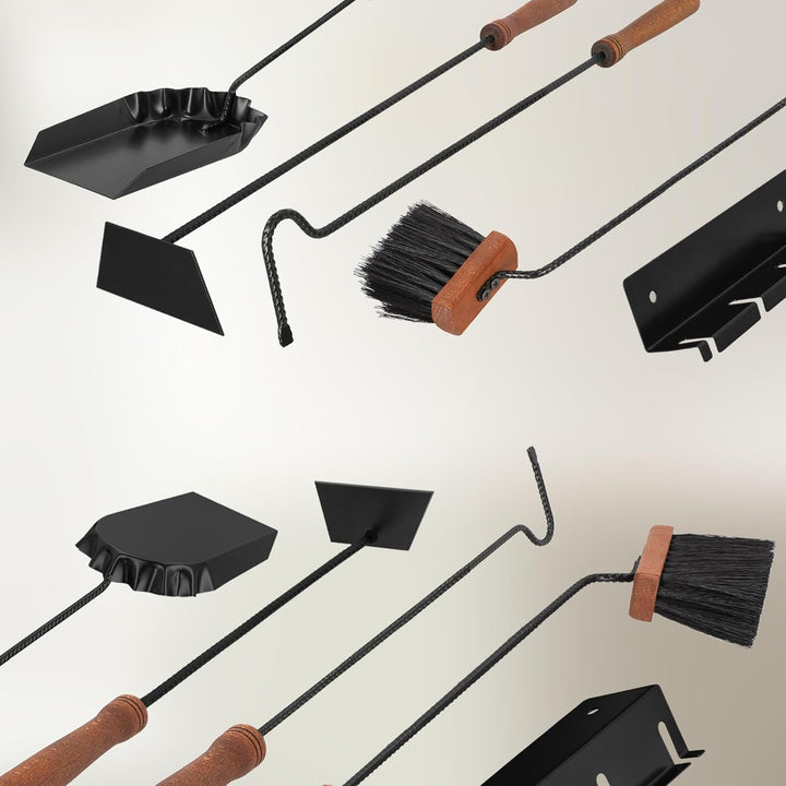 KOTARBAU® Kaminbesteck Schwarz Modern Ofenbesteck Kaminofen Zubehör Kamingarnitur Set Bürste Schaufe