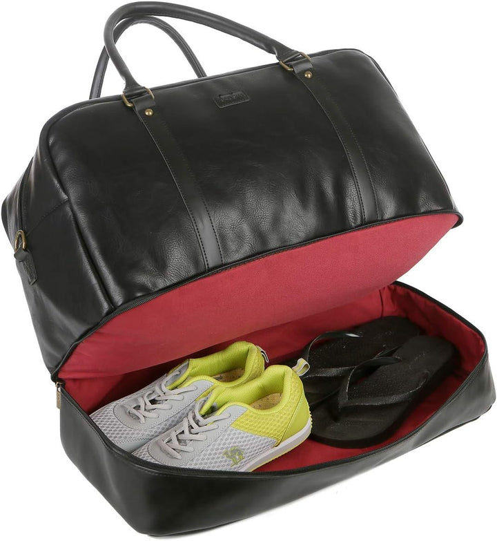 BAOSHA Gross Leder Reisetasche Handgepäck Travel Duffel Carry On Bag Weekender Tasche mit Schuhfach