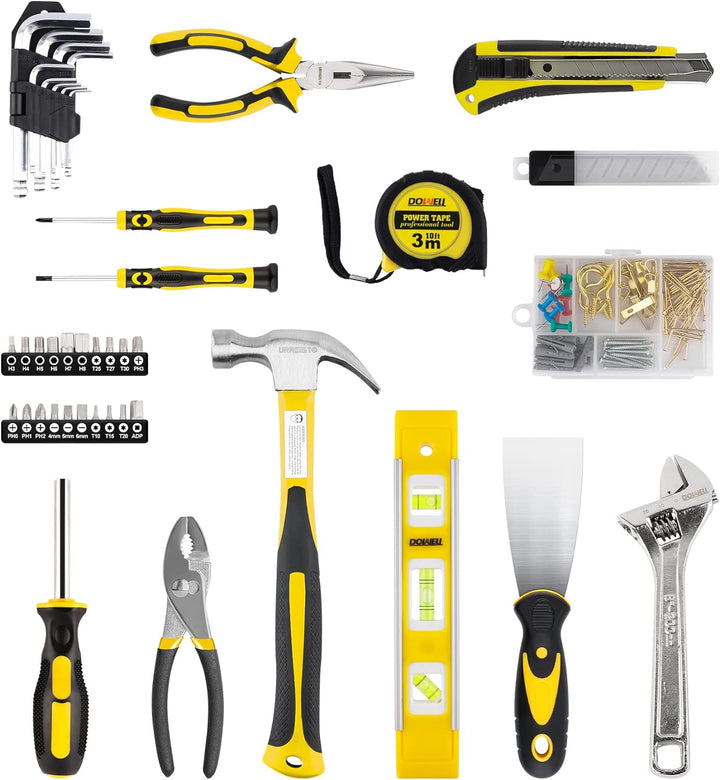 DOWELL 146PCS Hausbesitzer Werkzeug Set, Haushalt Reparatur Werkzeug Kit mit 14-Zoll breiten Mund of