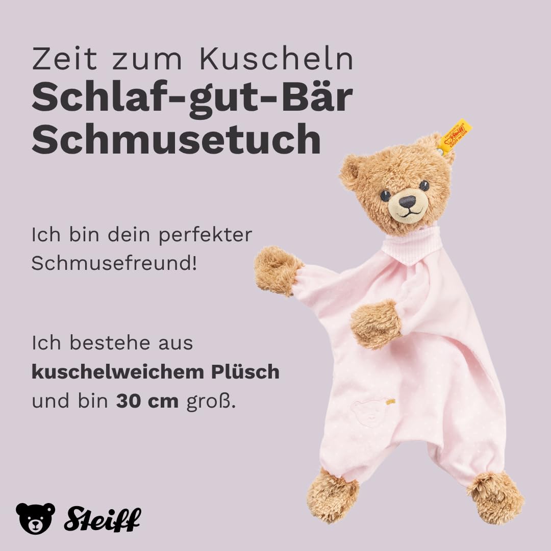 Steiff Schlaf - gut - Bär Schmusetuch - 30 cm - Teddybär mit Kleid - Kuscheltier für Babys - weich &