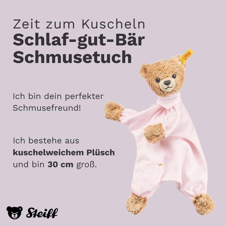 Steiff Schlaf - gut - Bär Schmusetuch - 30 cm - Teddybär mit Kleid - Kuscheltier für Babys - weich &