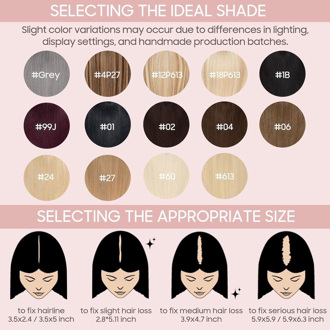 Silk-co Hair Topper Echthaar, 10x12cm Basis Toupet Damen, Haartopper Echthaar mit Remy Seide Basis,