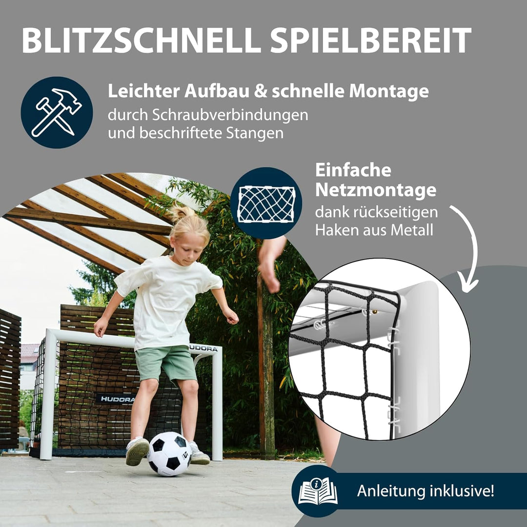HUDORA Fussballtor Advanced 120/180/240/300 - Fussballtor für Kinder/Jugendliche & Erwachsene - Outd