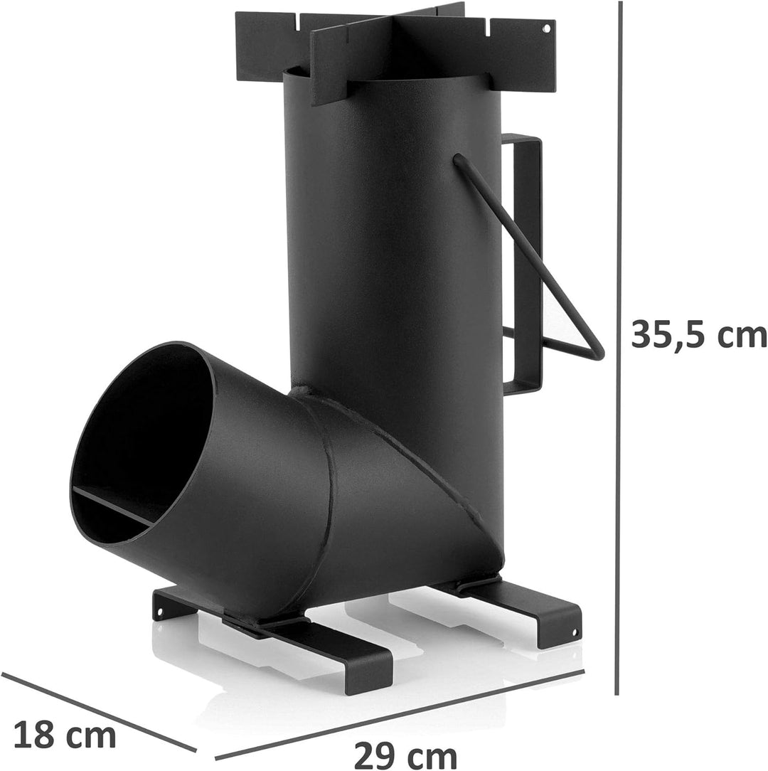 BBQ-Toro Raketenofen Rakete #6, Rocket Stove aus 1,5-mm-dickem Stahl für Dutch Oven, Grillpfannen un