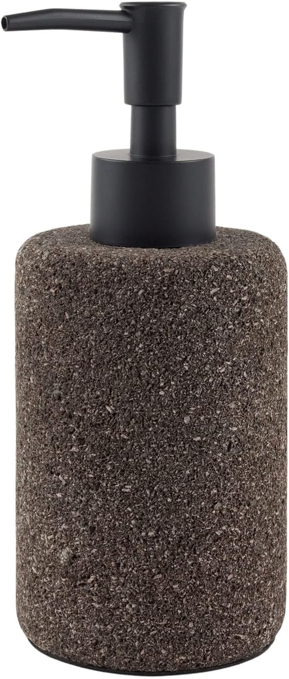 Stein Seifenspender 17 cm aus Lava schwarz Spülmittelspender poliert Seifendosierer Pumpspender Seif