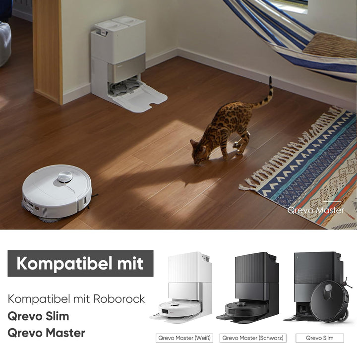 Zubehörset für Roborock Qrevo Master/Qrevo Slim, 4*Staubbeutel 2*Main Rollbürste 4*Seitenbürsten 2*F