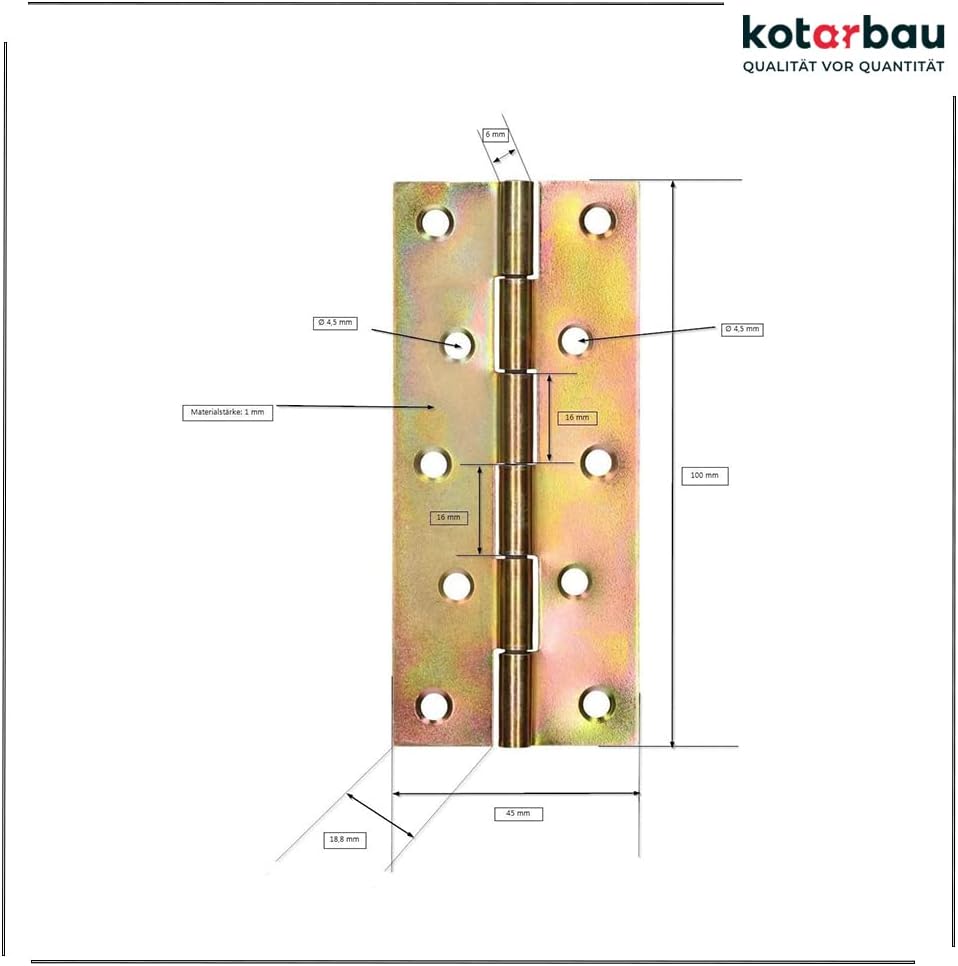KOTARBAU® Möbelscharniere 100 x 45 mm 25 St. Gerollte Scharniere Alle Grössen Tischband Türband Möbe