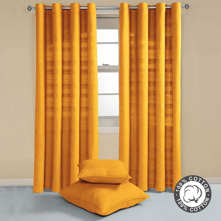 Homescapes handgewebter Vorhang Rajput im 2er Set in senfgelb, 170 x 230 cm (Breite x Länge), Ösenvo