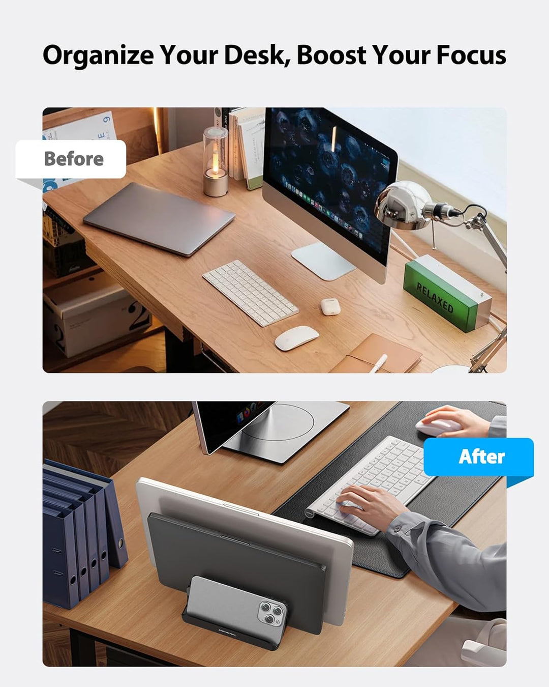 AboveTEK Vertikaler Laptopständer, Laptophalter für Laptop bis zu 17,3 ", 4 in 1, 3 Steckplätze Anti