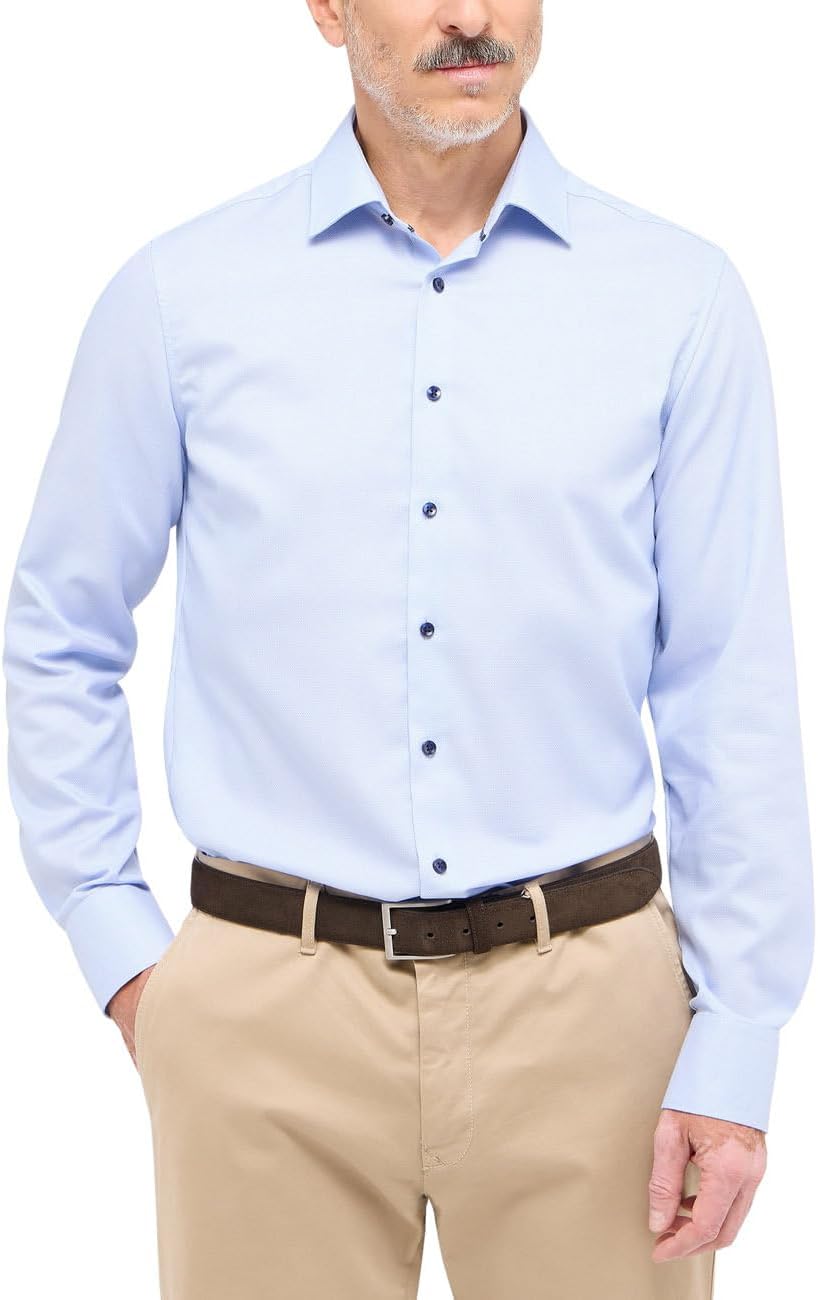 ETERNA Herren Popeline Hemd Slim FIT 38 Kragen / 67 Ärmel Hellblau, 38 Kragen / 67 Ärmel Hellblau