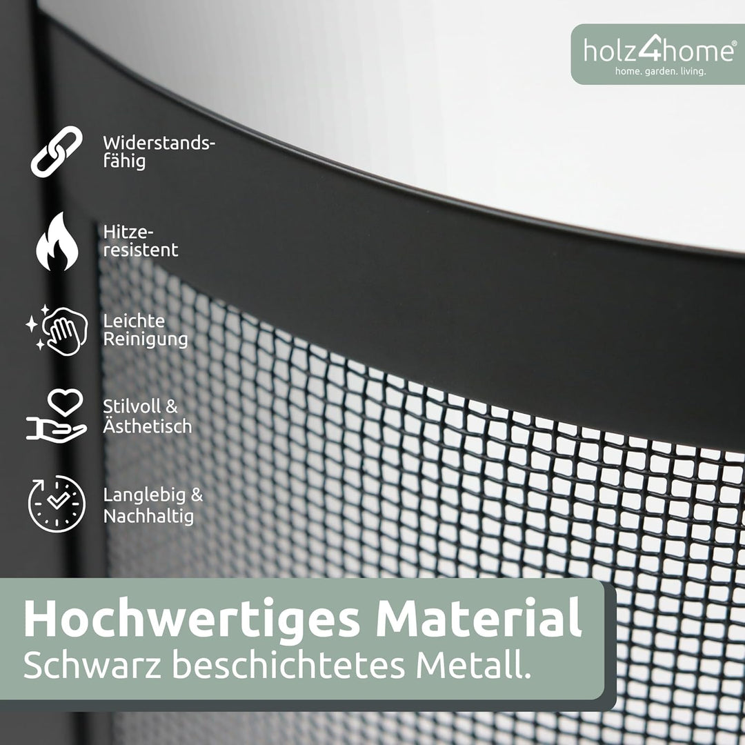 holz4home® Kaminbesteck 6-tlg. Schwarz mit Holzgriff inkl. Ofenhandschuh hitzebeständig I Kaminset K