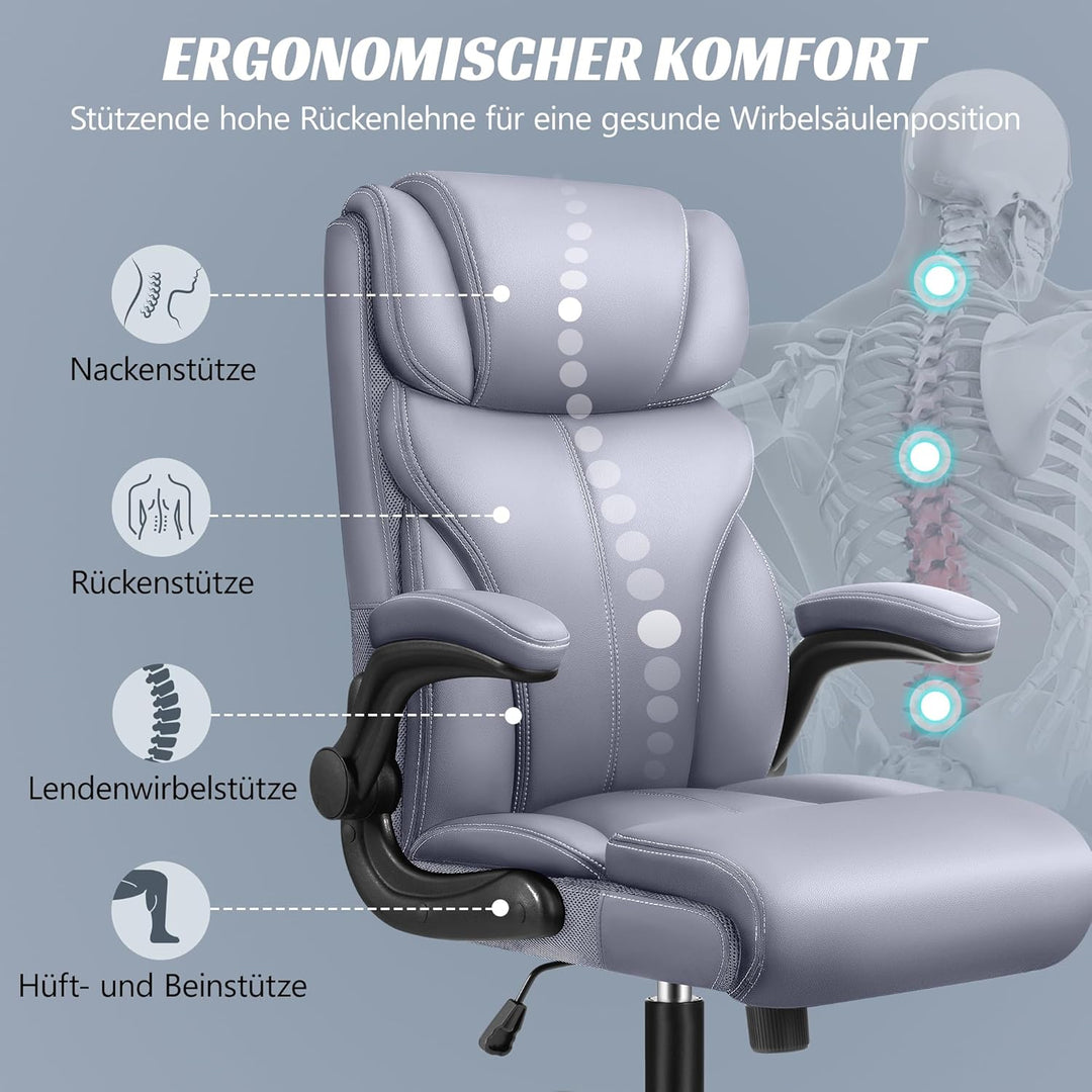 FelixKing Chefsessel, Ergonomischer Bürostuhl, Grosser und hoher Computerstuhl, Home Office Stuhl mi