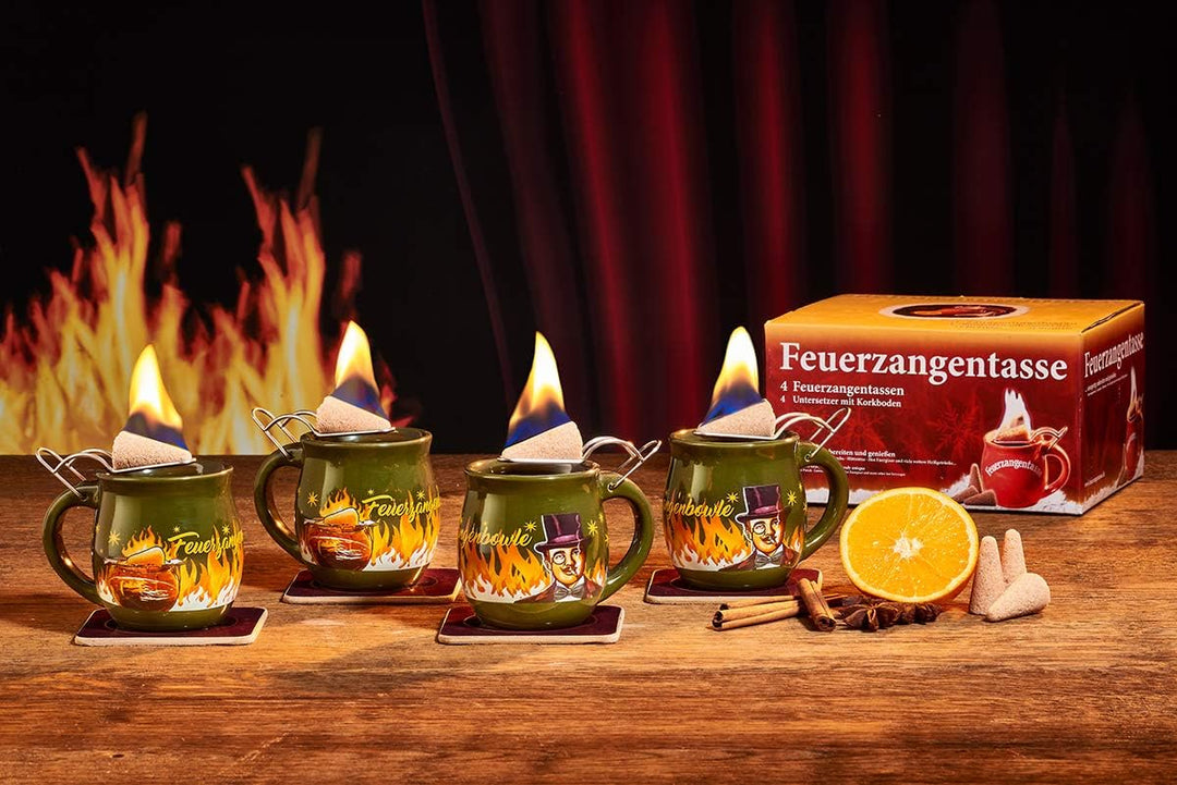 Feuerzangentasse 4er-Set, Oliv/Rühmann - für Feuerzangenbowle, Oliv/Rühmann