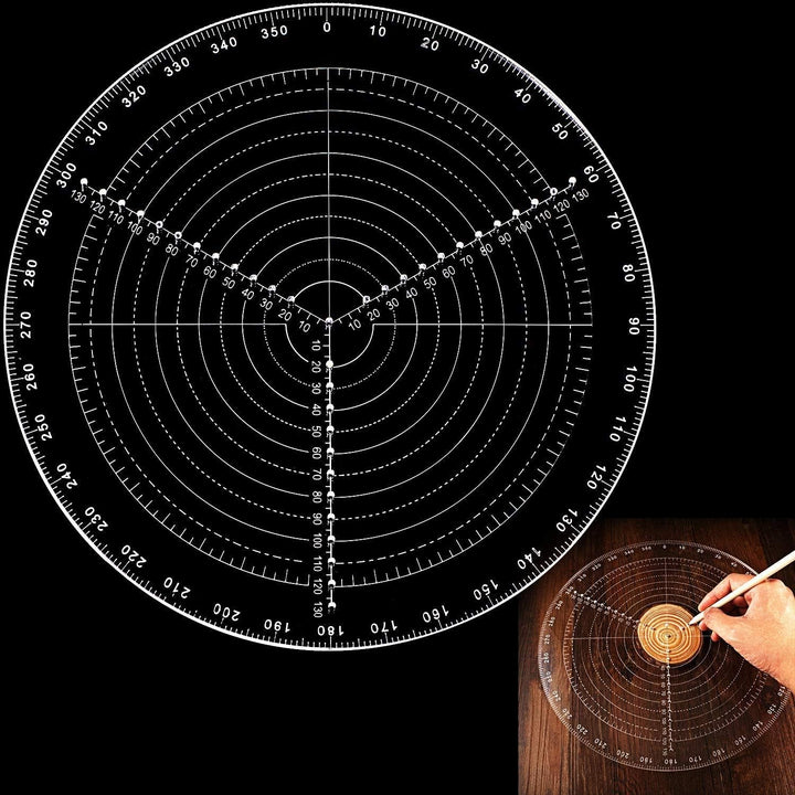ANCLLO 300 mm runder Kompass für Drechsler, Drehmaschinen, klares Acryl, Zeichnen, Kreise, Durchmess