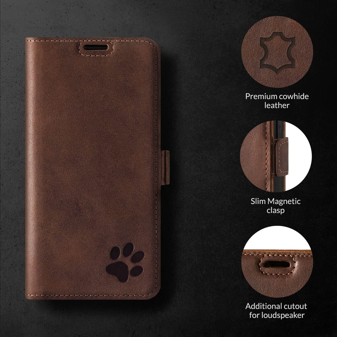 SURAZO Slim Magnet Handyhülle für Xiaomi Redmi Note 12 Pro Plus Hülle Leder – Echtleder Schutzhülle