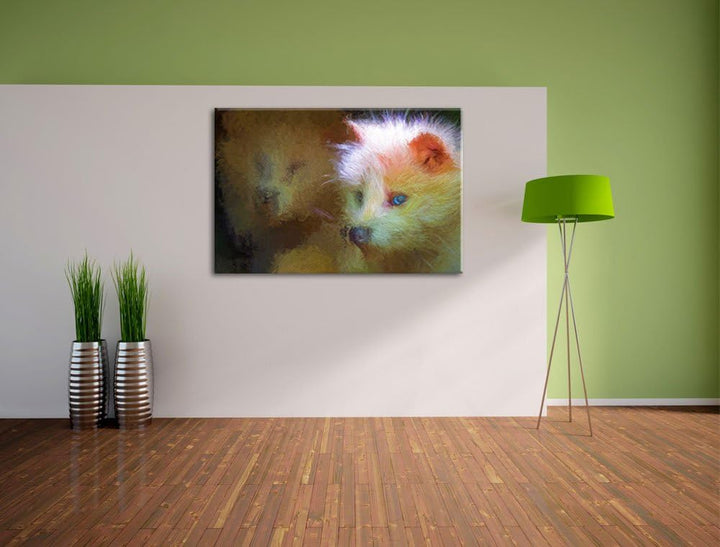 Polarfuchs in Höhle Deluxe Format: 100x70 cm auf Leinwand, XXL riesige Bilder fertig gerahmt mit Kei