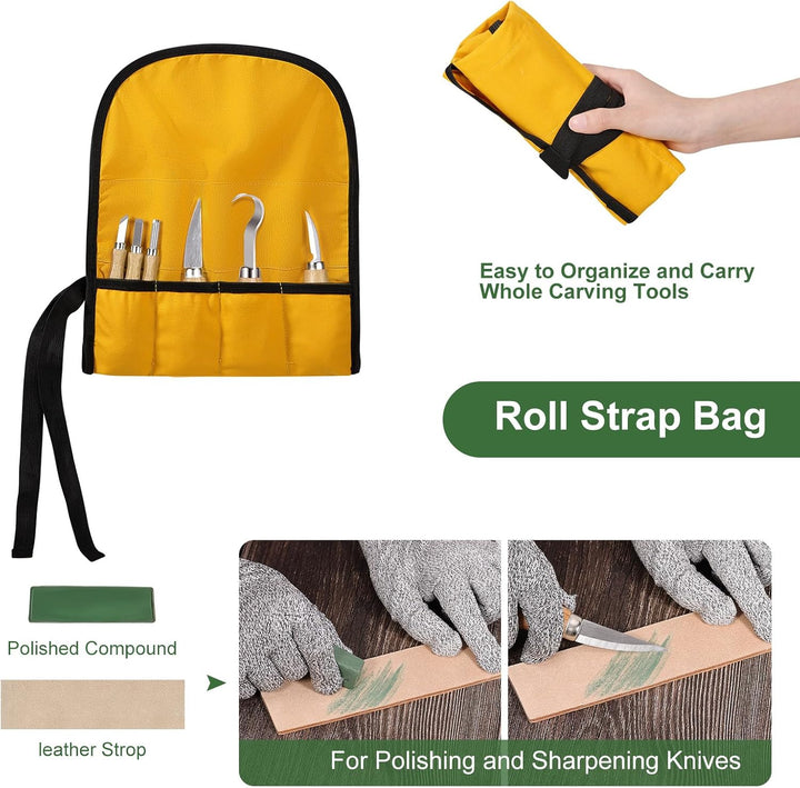 Holzschnitzwerkzeuge Set, 10 in 1 Schnitzset für Erwachsene, Kinder, Anfänger, Holz Schnitzen Set mi