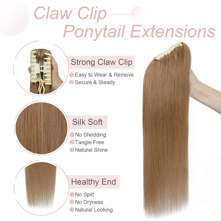 Ponytail Extension Haarteile Echthaar Glatt Pferdeschwanz Extensions Clip in Extensions Echthaar mit