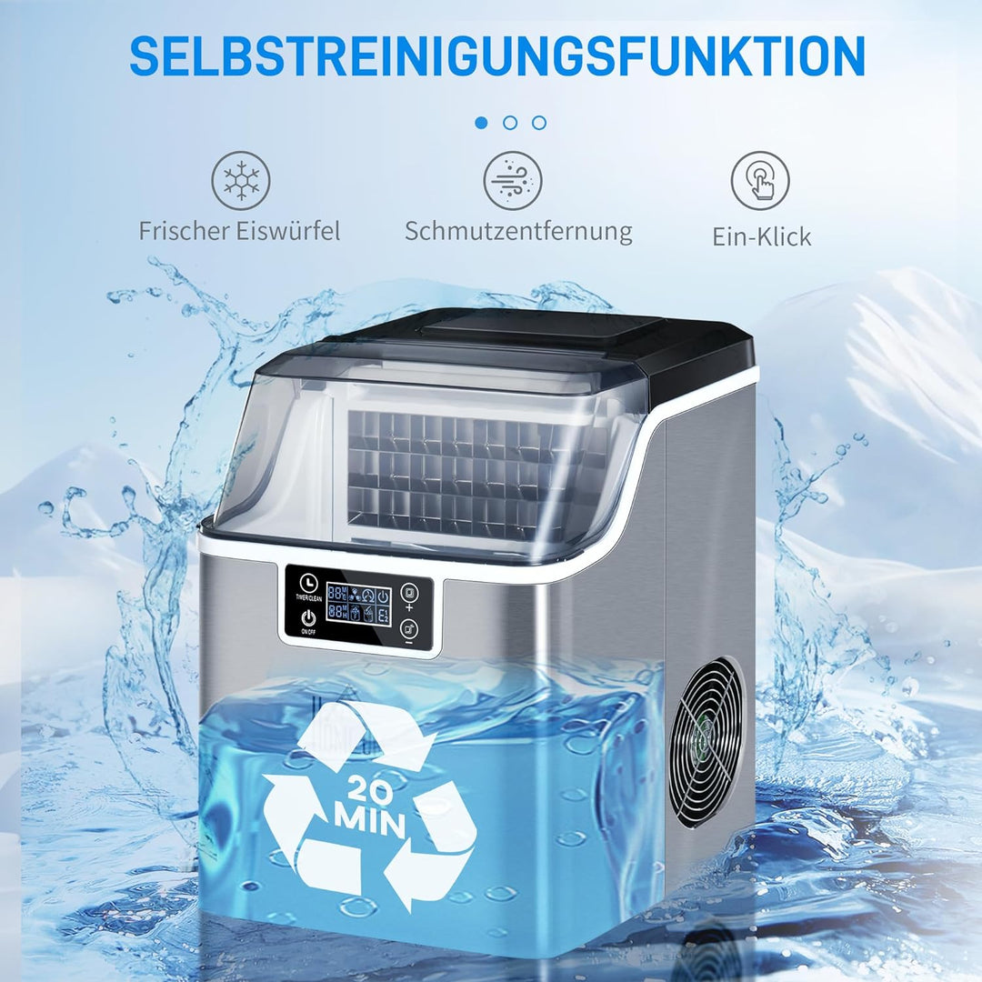 HOMCOM Eiswürfelmaschine 20 kg/24h 2,3 L Eiswürfelbereiter mit 3,2 L Wassetank Display Ice Cube Make