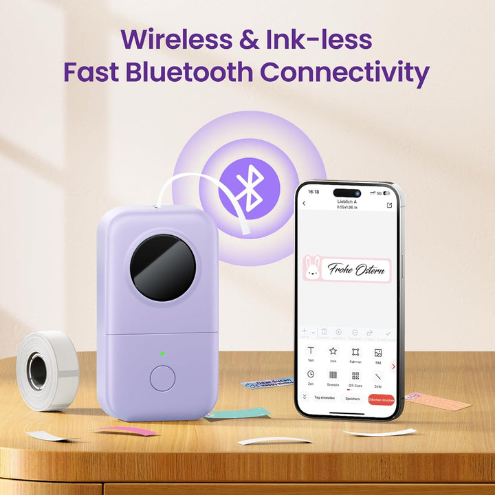 Phomemo D30 Etikettiergerät -Tragbarer Beschriftungsgerät Selbstklebend Bluetooth Etikettendrucker M