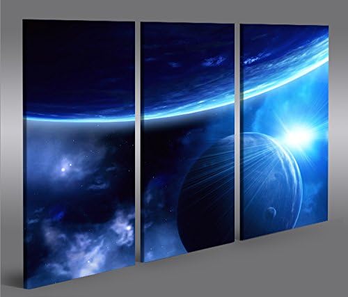 islandburner Bild Bilder auf Leinwand Blue Space V2 Weltall Planeten Weltraum 3p XXL Poster Leinwand