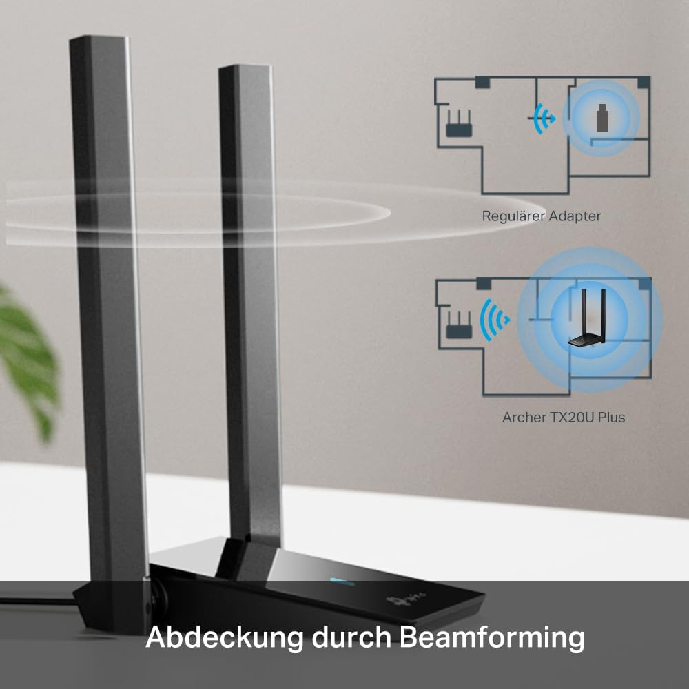 TP-Link Archer TX20U Plus WLAN Stick Für PC, WiFi 6 AX1800 Dual Band, USB 3.0, MU-MIMO, Antennen mit