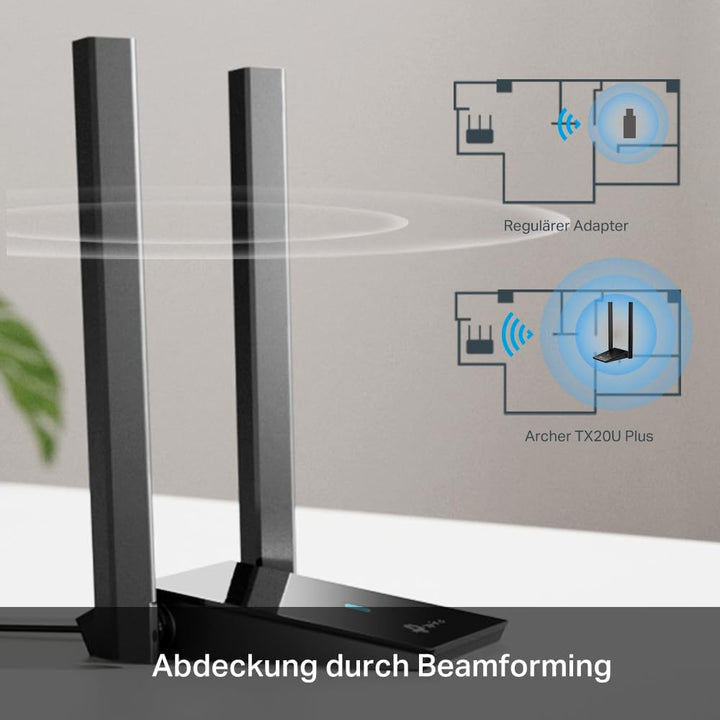 TP-Link Archer TX20U Plus WLAN Stick Für PC, WiFi 6 AX1800 Dual Band, USB 3.0, MU-MIMO, Antennen mit