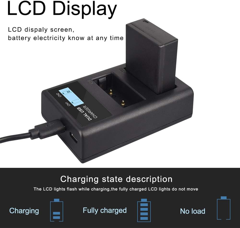 CITYORK 2er-Pack NP-W126 1200 mAh Ersatzakku und LCD-Ladegerät Kompatibel mit Fujifilm X100F, X100V,