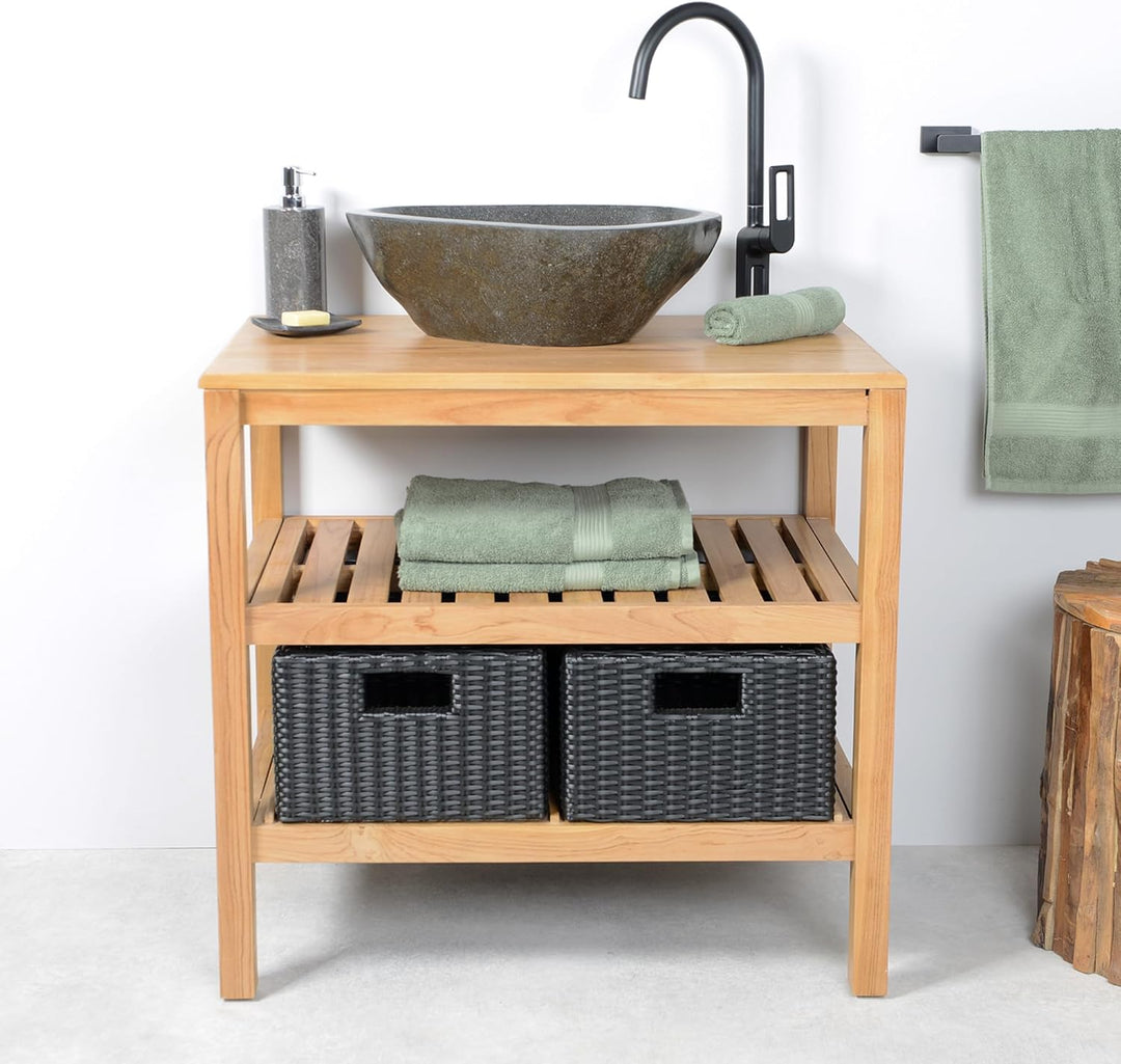 Naturstein Waschbecken grau oval 40 cm von WOHNFREUDEN - Unikat Auswahl rundum polierte Stein Waschs