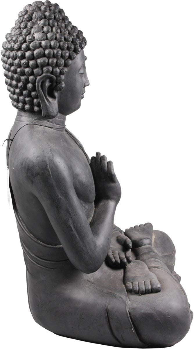 Figur Buddha sitzend mt Handgeste - für Haus und Garten - Höhe 73 cm - schwarz