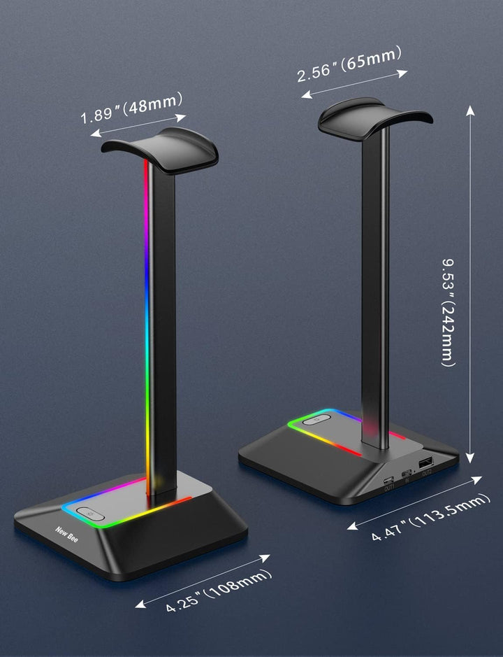 New bee Kopfhörer Ständer RGB Headset Halterung mit USB Typ-C Ladegeräten und Datenübertragung Unive