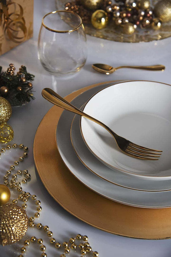 Merry Christmas Geschirr 18 tlg. Set weiss/goldfarben