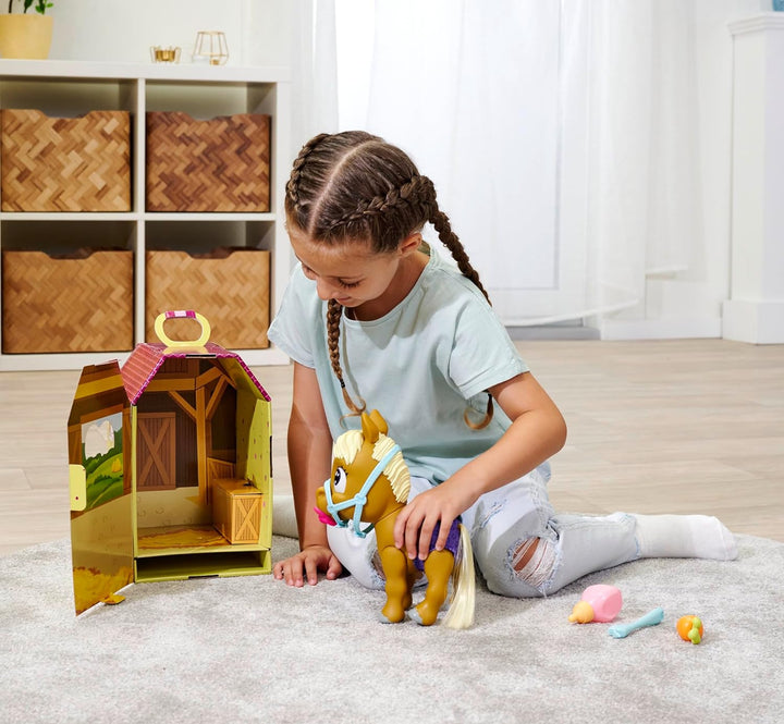 Simba 105950009 - Pamper Petz Pony, 24cm Spielzeug Pferd mit Trink- und Nässfunktion, Fohlen, kämmba