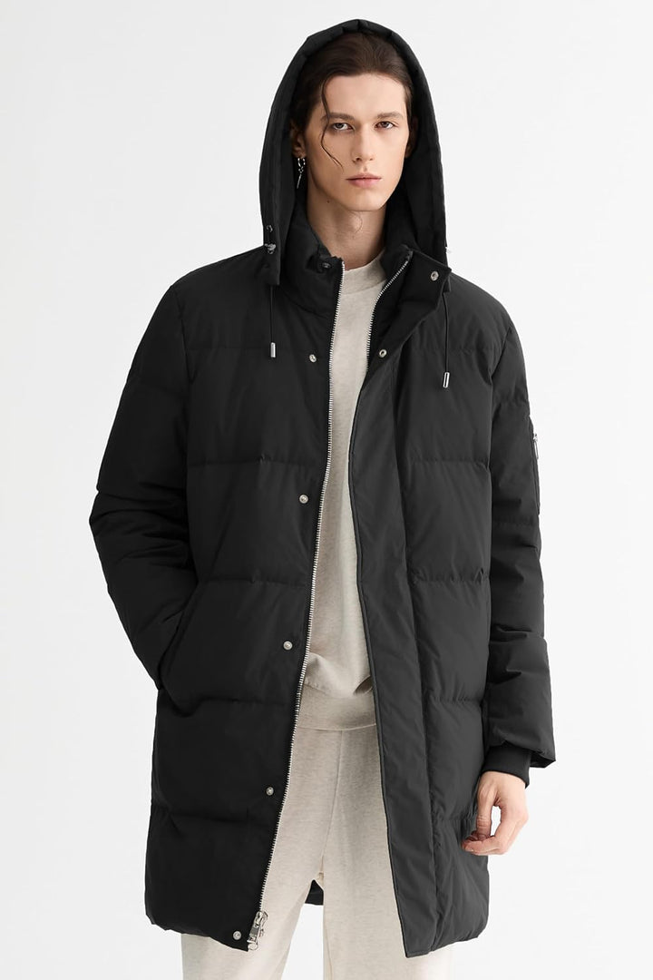 Orolay Herren Daunenjacke Warmer Wintermantel Mittellang Freizeit Hooded Steppmantel L Neues Schwarz