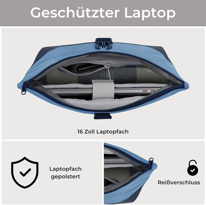 LARKSON Fahrradtaschen für Gepäckträger Damen & Herren Blau - Tammo Bike - 2 in 1 Fahrrad Tasche Ruc