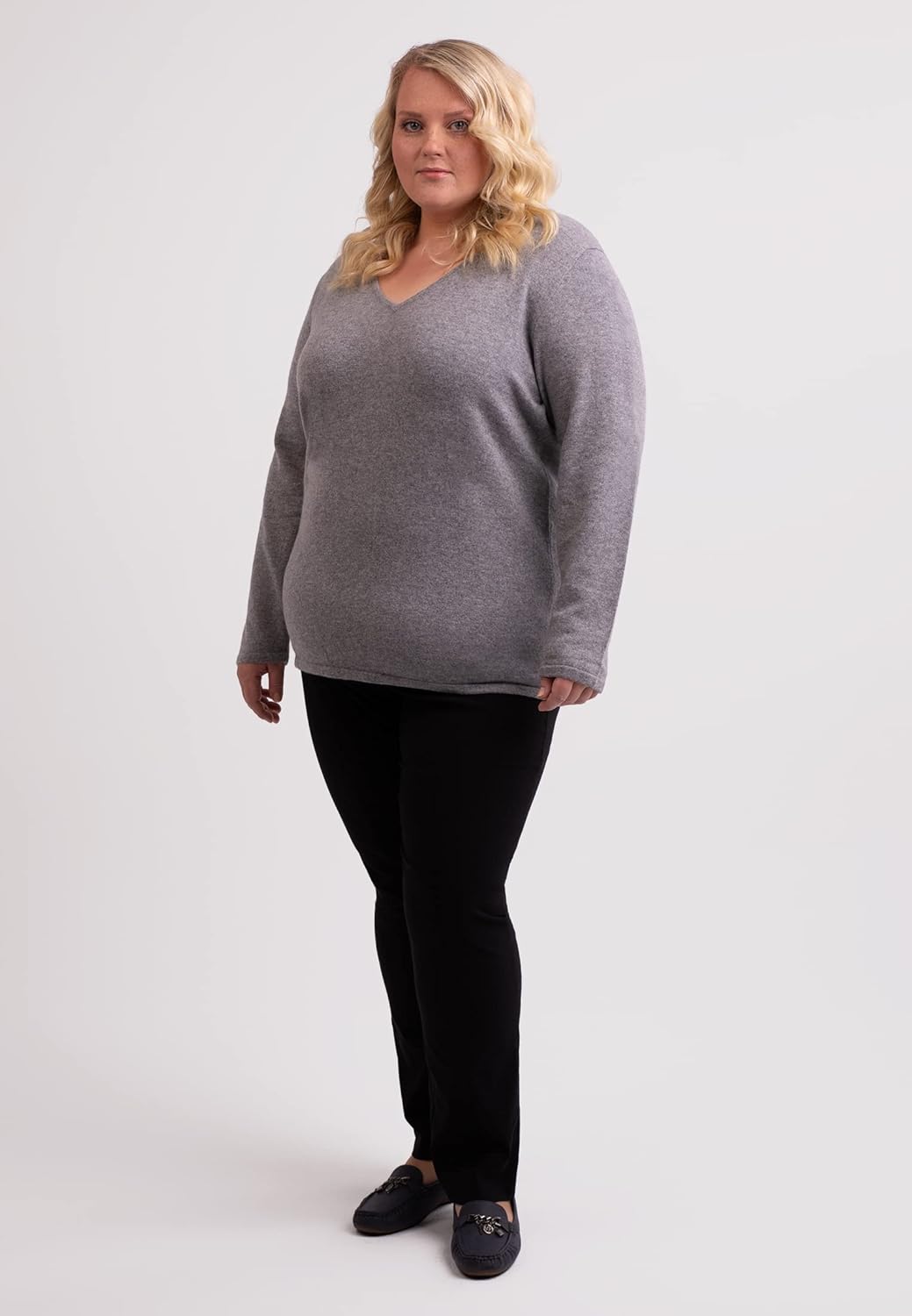 CASH-MERE.CH Damen Pullover aus 100% Kaschmir in grossen Grössen | Sweater V-Ausschnitt Übergrösse 3