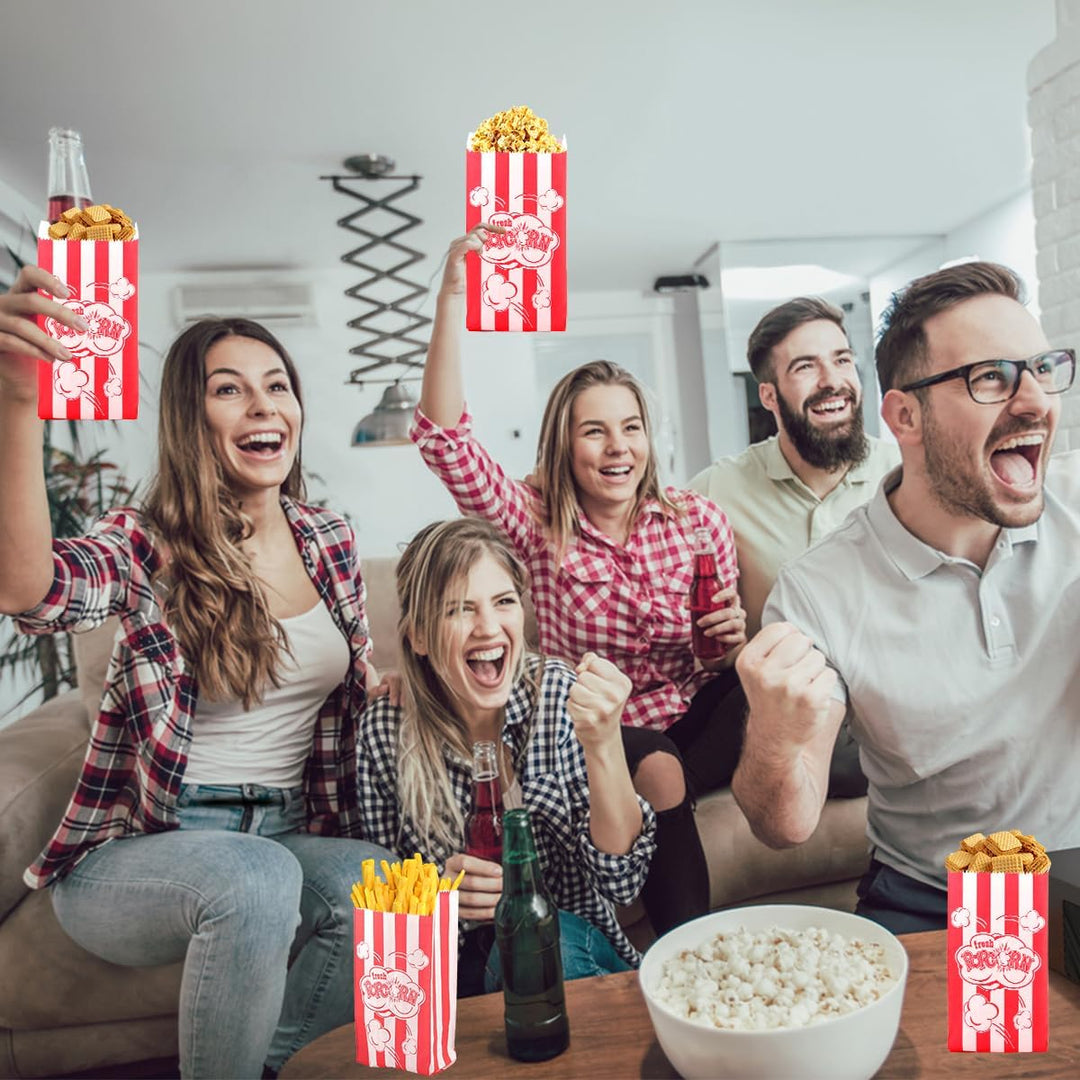 200 Stück Popcorn Tüten Klein, Popcorntüten Rote Streifen, Popcorn Papiertüten, Popcorn Behälter für