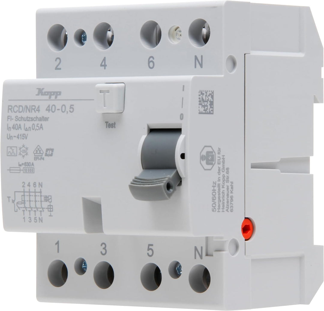 Kopp Fehlerstrom-Schutzschalter, RCD, 40 A, 500mA, 4-polig, 754045096 40A/500mA, 40A/500mA