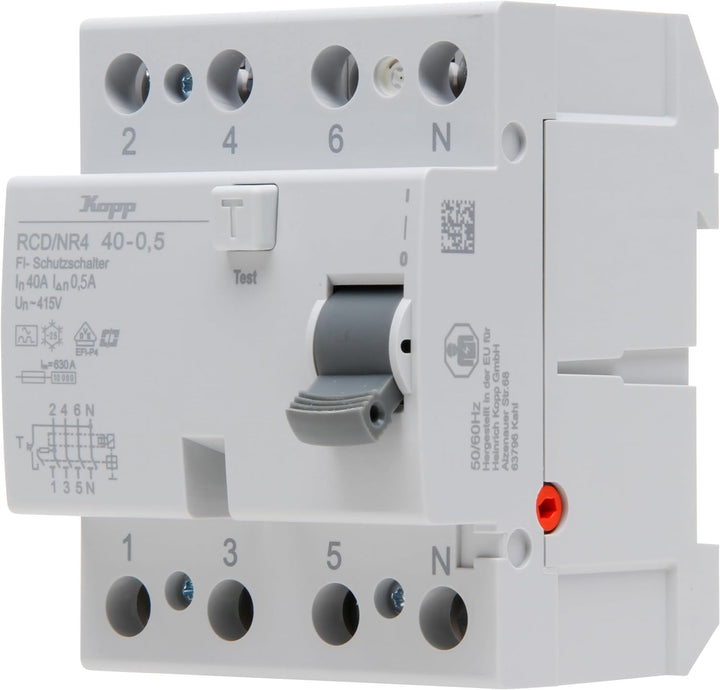 Kopp Fehlerstrom-Schutzschalter, RCD, 40 A, 500mA, 4-polig, 754045096 40A/500mA, 40A/500mA